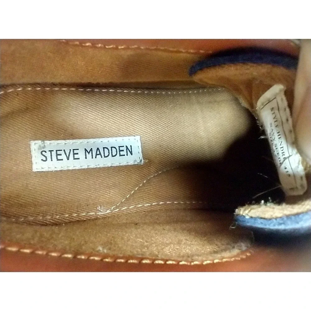 Steve Madden Hendric 415 Mens‎ Navy Blue Suede Brown Leather Chukka Boots 9.5